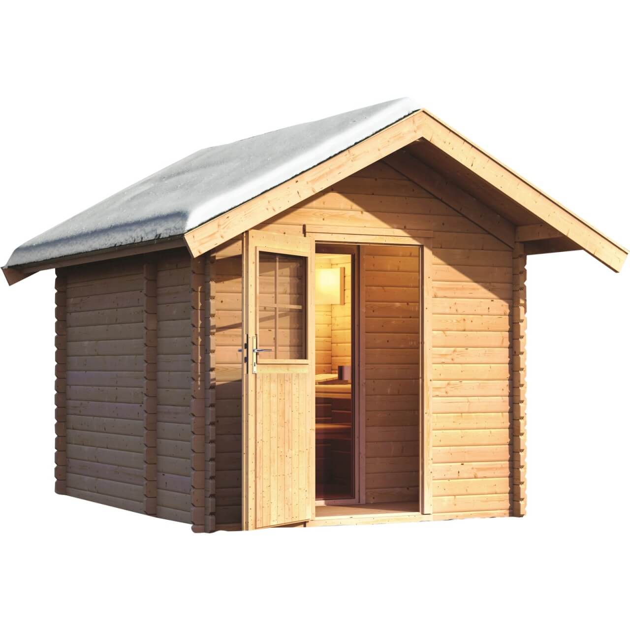 Gartensauna SAUNAHAUS 2 mit Vorraum 2,94 x 3,47 m 38 mm