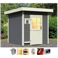 Ein aktuelles Gartensauna Angebot: KARIBU Saunahaus »Klaas«, BxTxH: 196x196x228 cm, 9 kW Ofen mit ext. Steuerung